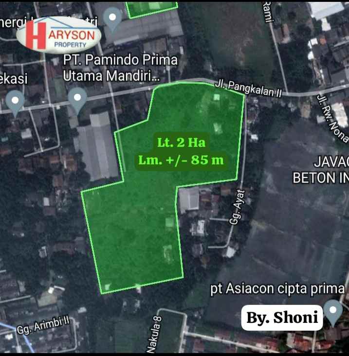 disewakan tanah komersil 2 hektar bantargebang bekasi