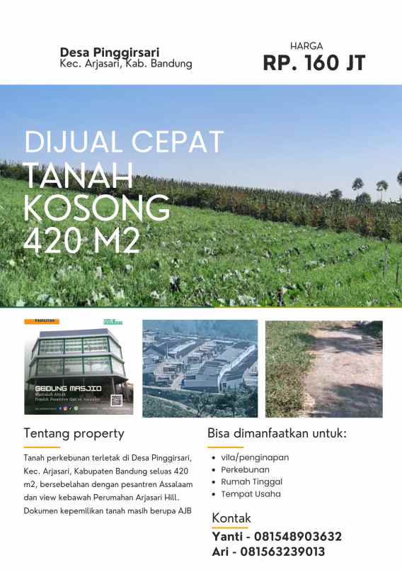 jual cepat tanah 420 m2