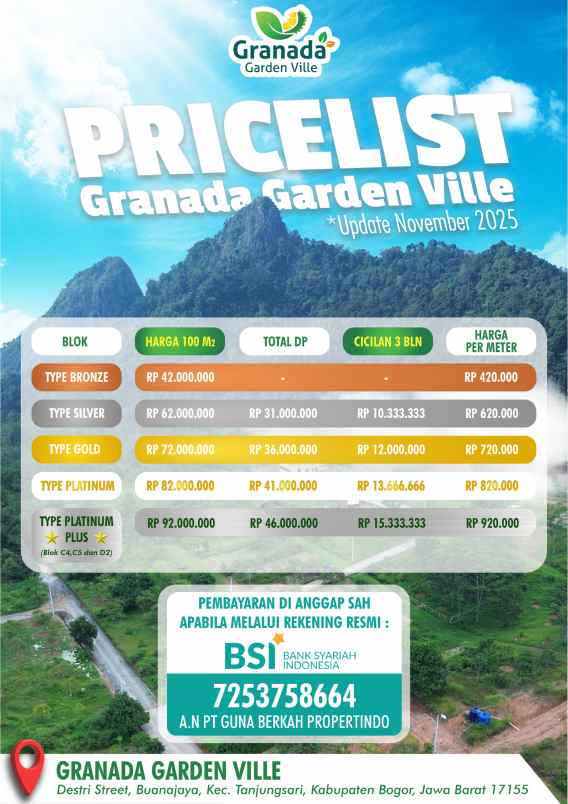 kavling granada garden ville kavling wisata pegunungan