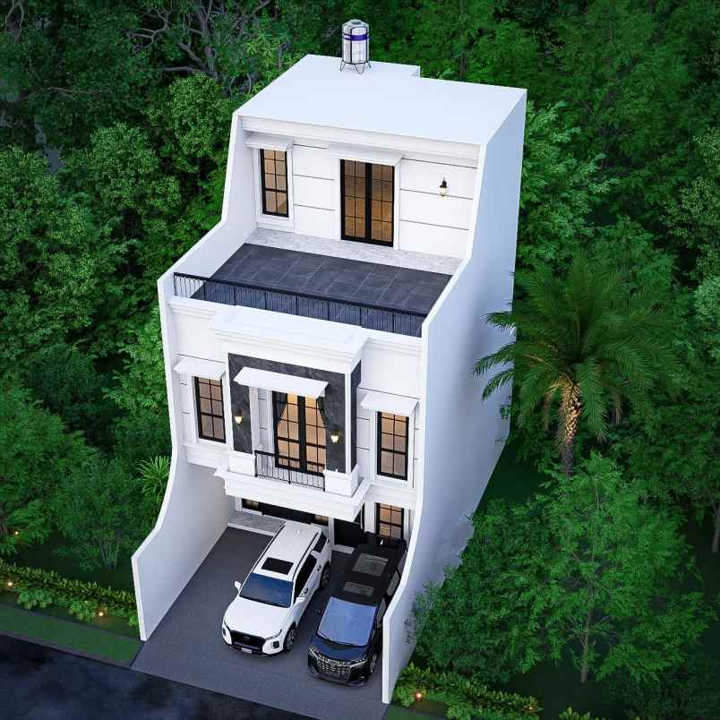rumah classic modern rooftop di kebagusan jakarta