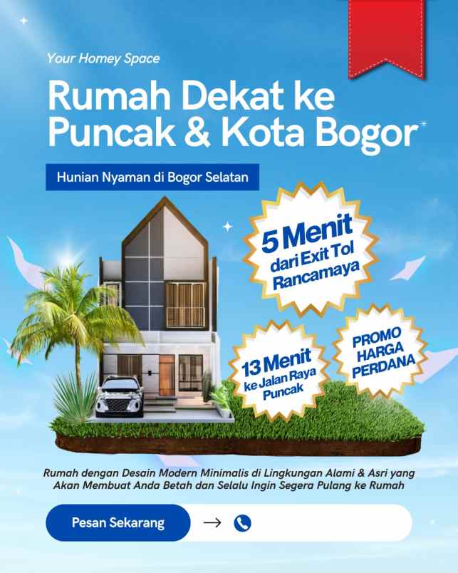 rumah villa dekat puncak di rancamaya bogor