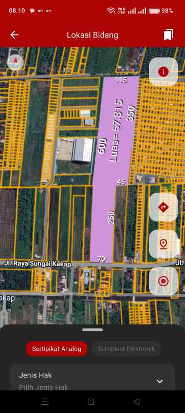 tanah siap bangun luas 57 815 harga 650 rb meter nego