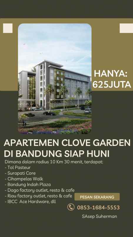 dijual apartemen awi ligar cigadung cikutra