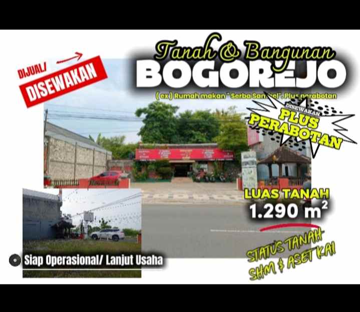 dijual disewakan tanah bangunan usaha ex serba sambal