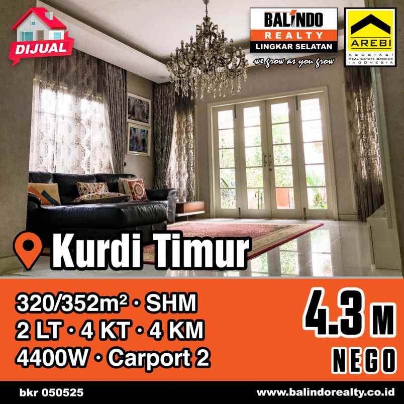 dijual rumah 2 lantai nyaman di kurdi timur