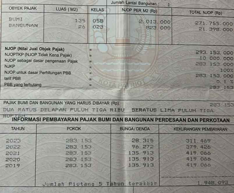 dijual rumah harapan baru