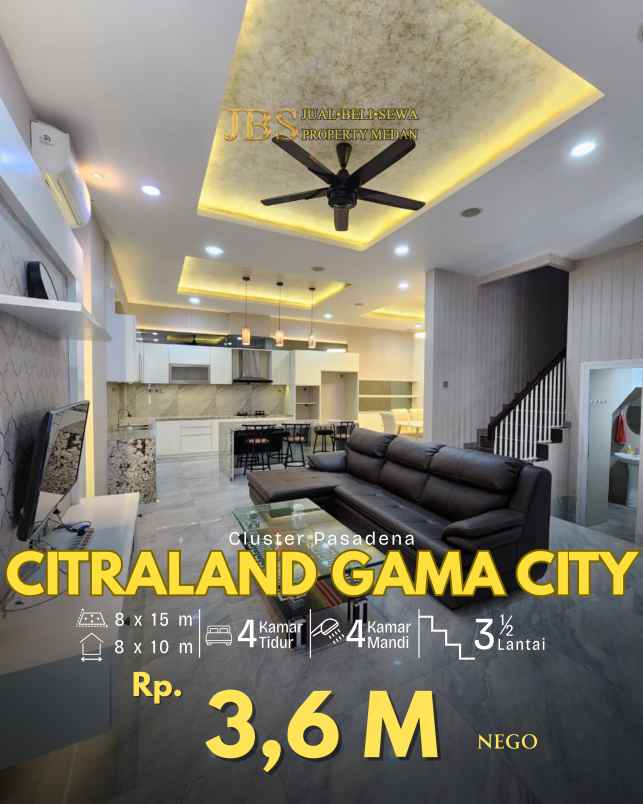 dijual rumah komplek citraland gama