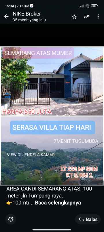 dijual rumah murah rarea candi semarang atas