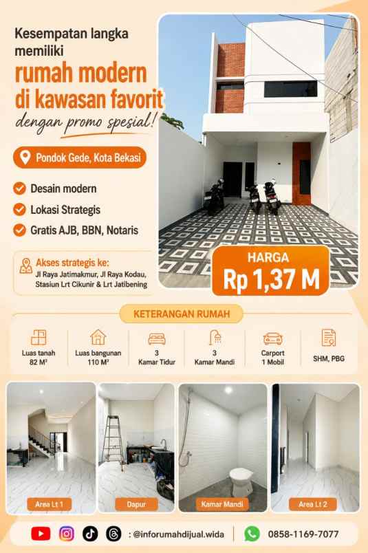 dijual rumah pondok gede