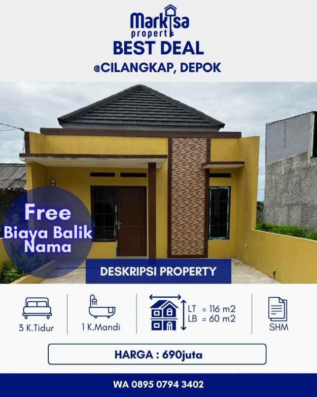 dijual rumah siap huni cilangkap tapos depok