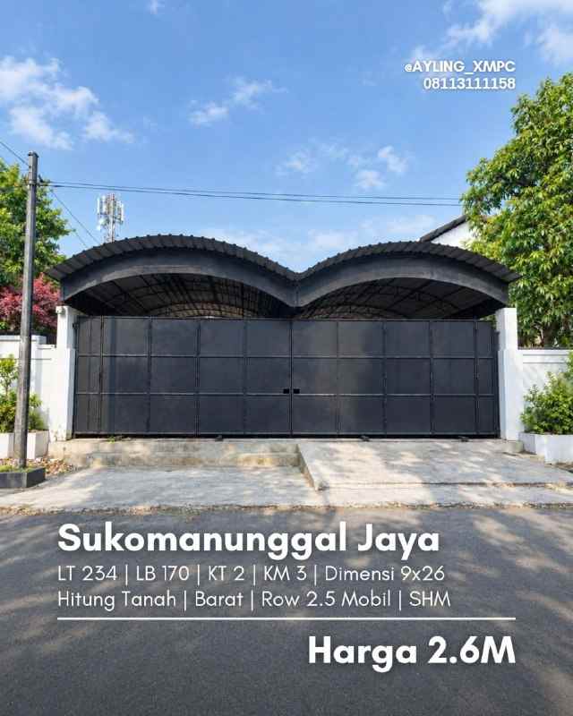 dijual rumah sukomanunggal jaya