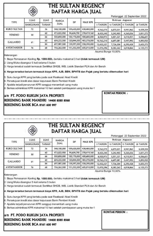 dijual rumah the sultan regency dau kab