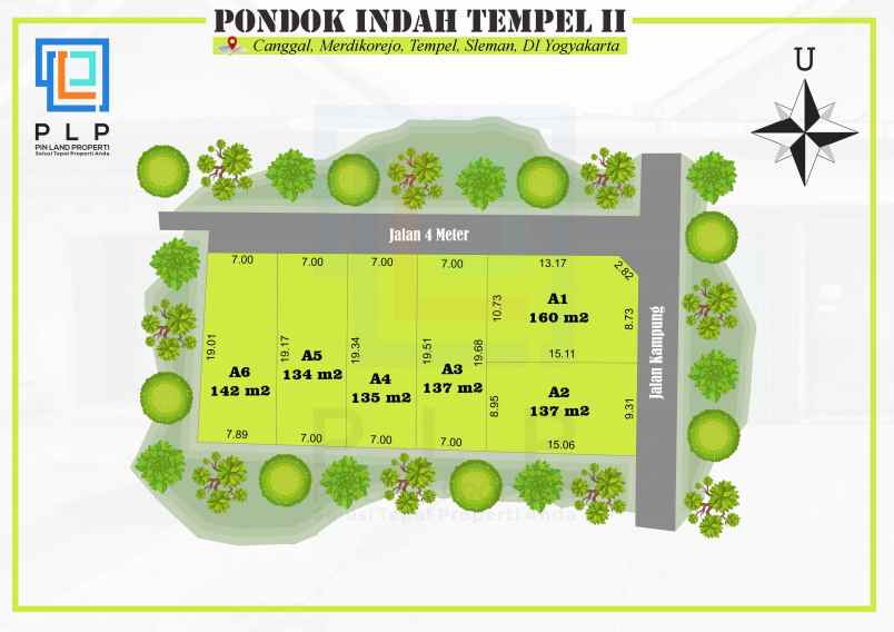 dijual tanah canggal utara perempatan