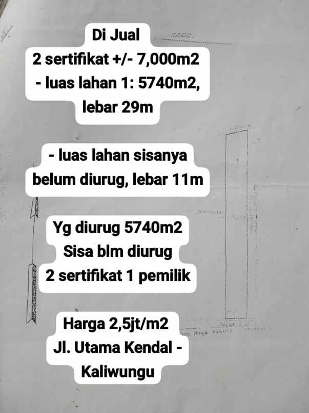 dijual tanah di jl utama kendal kaliwungu kab kendal