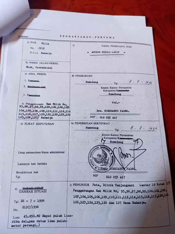 dijual tanah jl gordah raharja