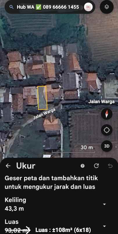 dijual tanah jl kp belakang kamal kalideres
