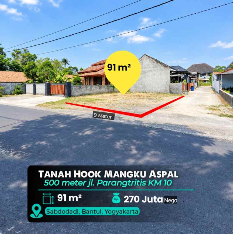 dijual tanah jl parangtritis km 10