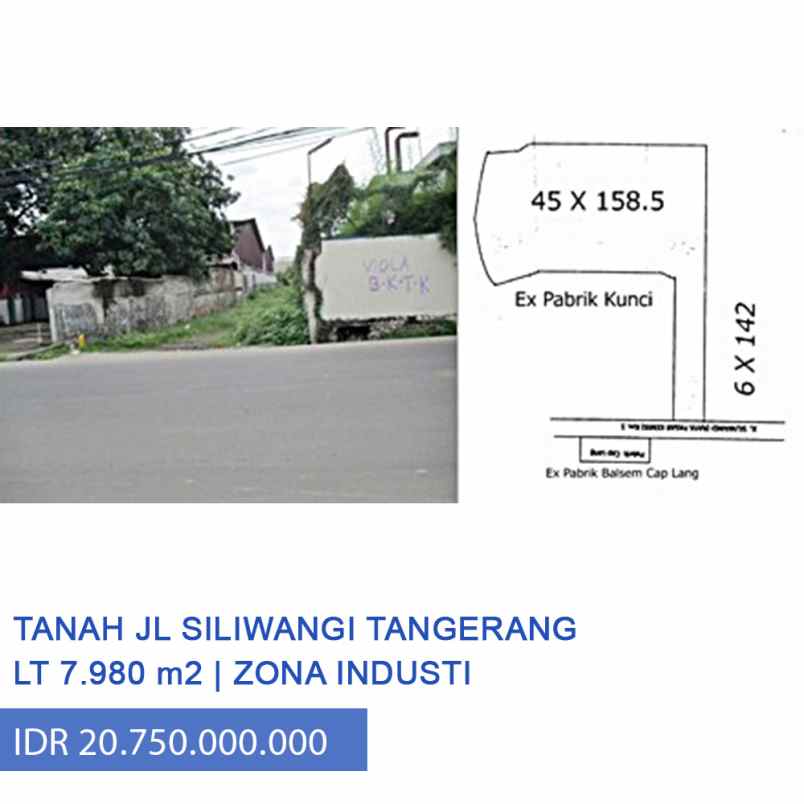 Dijual Tanah Strategis Di Jl Prabu Siliwangi Tangerang Banten
