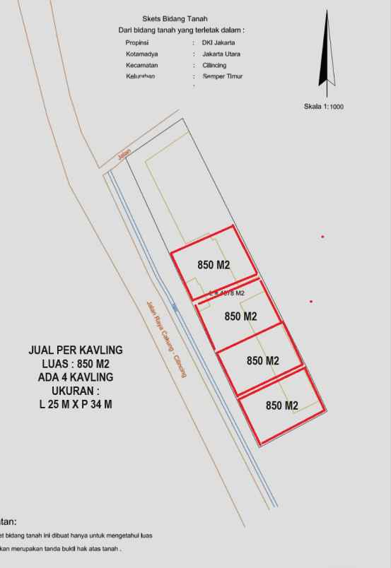 dijual tanah jl raya cakung cilincing