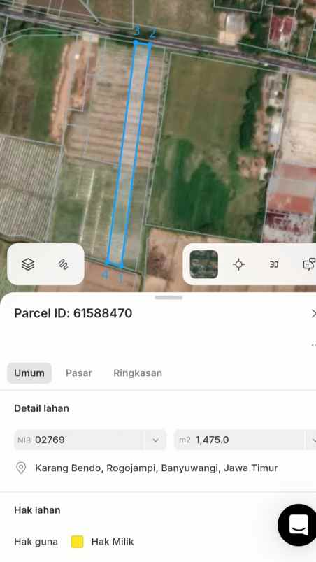 dijual tanah karang bendo rogojampi