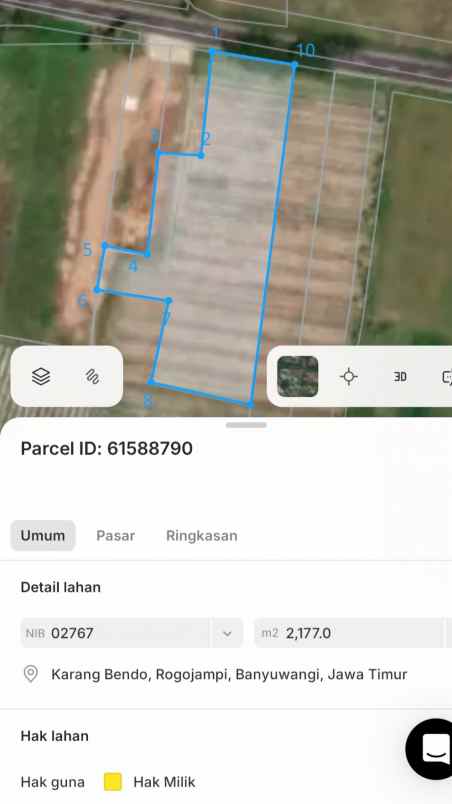 dijual tanah karang bendo rogojampi
