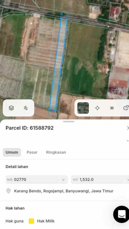 dijual tanah karang bendo rogojampi