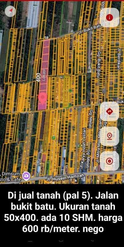 dijual tanah pal 5