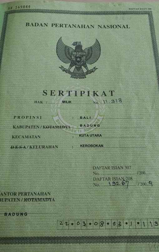 dijual tanah tegal cupek umalas