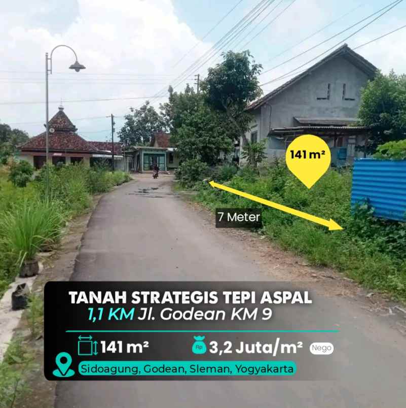 kavling tanah tepi aspal dekat iwak kalen resto sleman