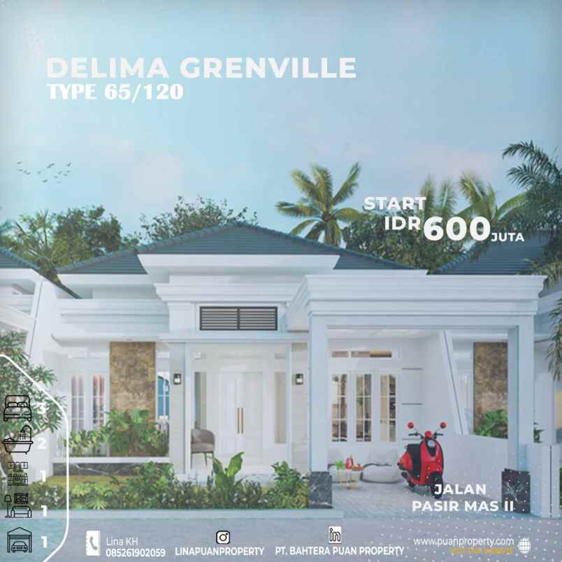 Ready Type 65 Perumahan Cluster Greenville Delima