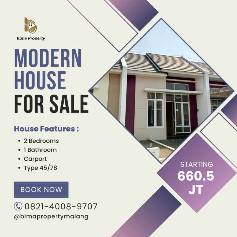 rumah cantik bergaya modern dekat exit tol malang