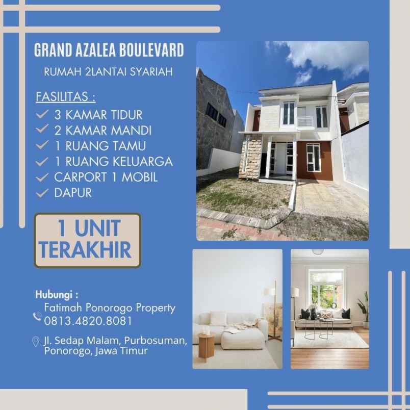rumah ready stock 2 lantai syariah di ponorogo kota