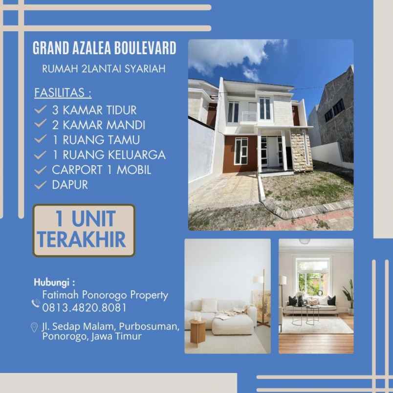 rumah ready stock 2 lantai syariah di ponorogo kota