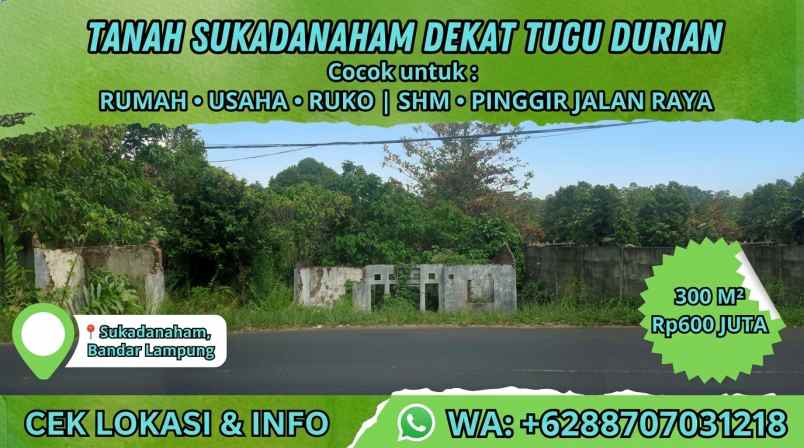tanah sukadanaham pinggir jalan