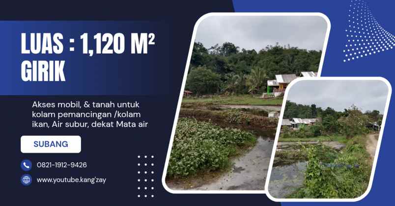 tanah untuk kolam pemancingan subang