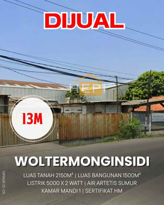 dijual gudang di woltermonginsidi semarang