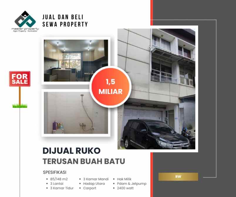 dijual ruko gudang kantor buahbatu