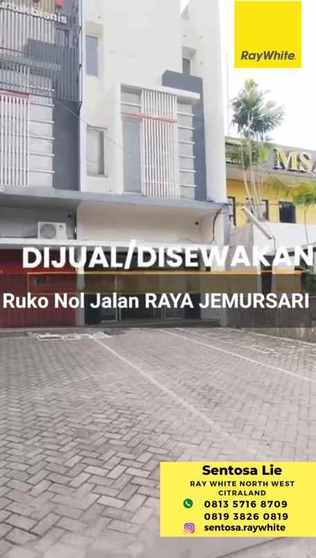 dijual ruko gudang kantor jalan raya jemursari