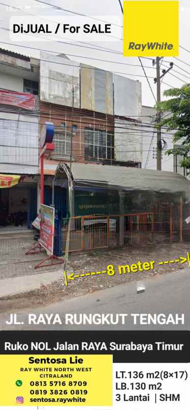 dijual ruko gudang kantor jalan raya rungkut tengah