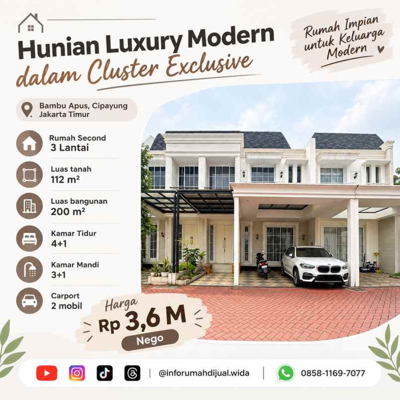 dijual rumah bambu apus