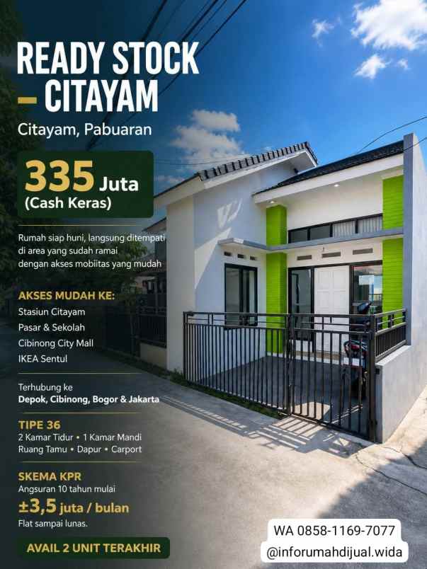 dijual rumah citayam pabuaran