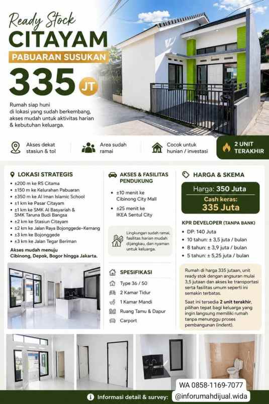 dijual rumah citayam pabuaran