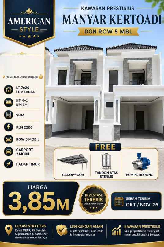 dijual rumah manyar kertoadi