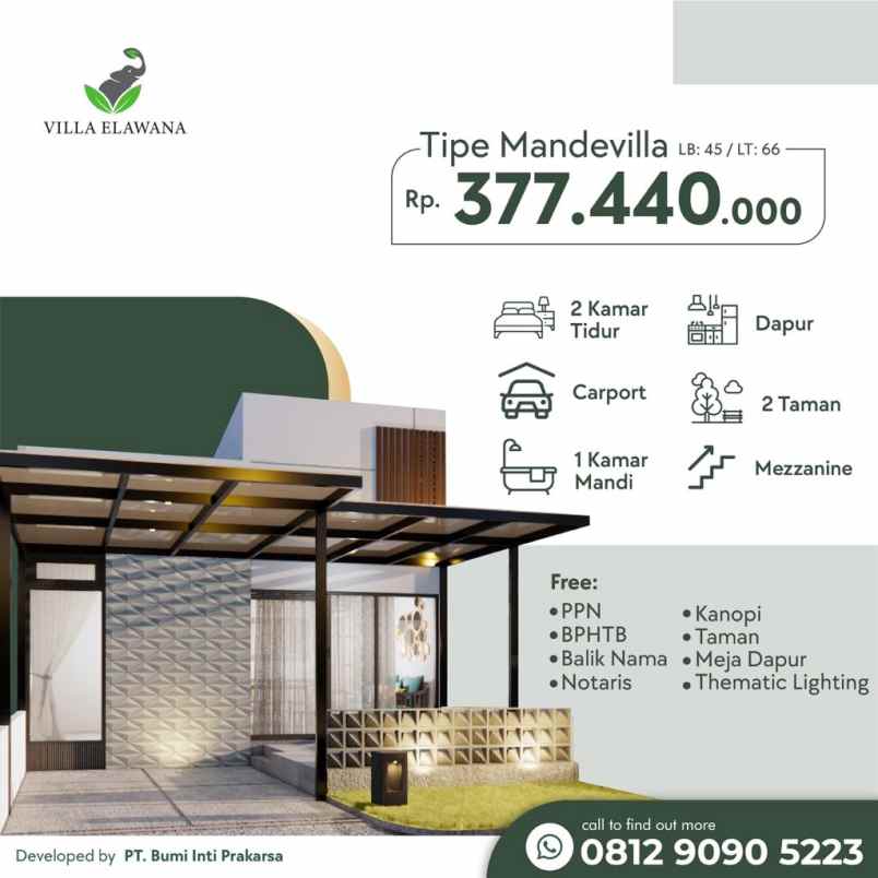 dijual rumah perumahan villa elawana