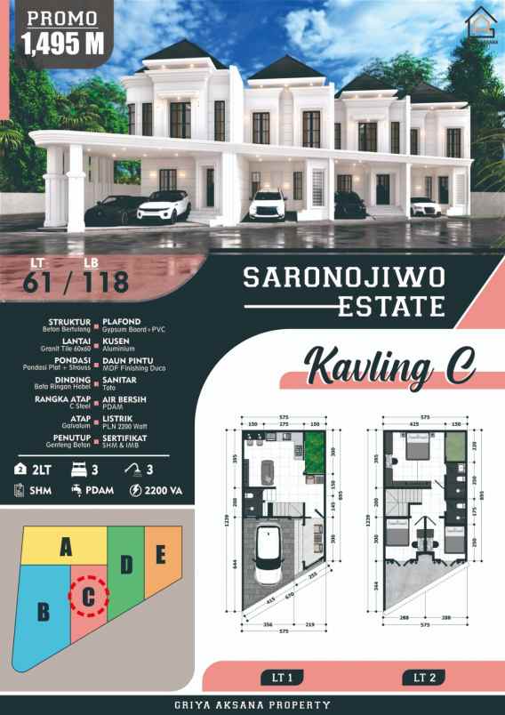 dijual rumah saronojiwo