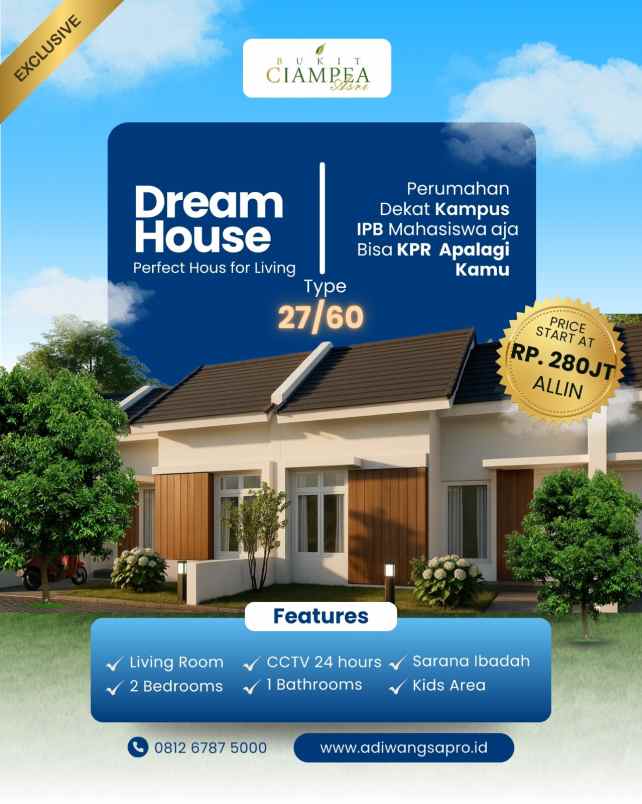 dijual rumah tegal waru kec ciampea