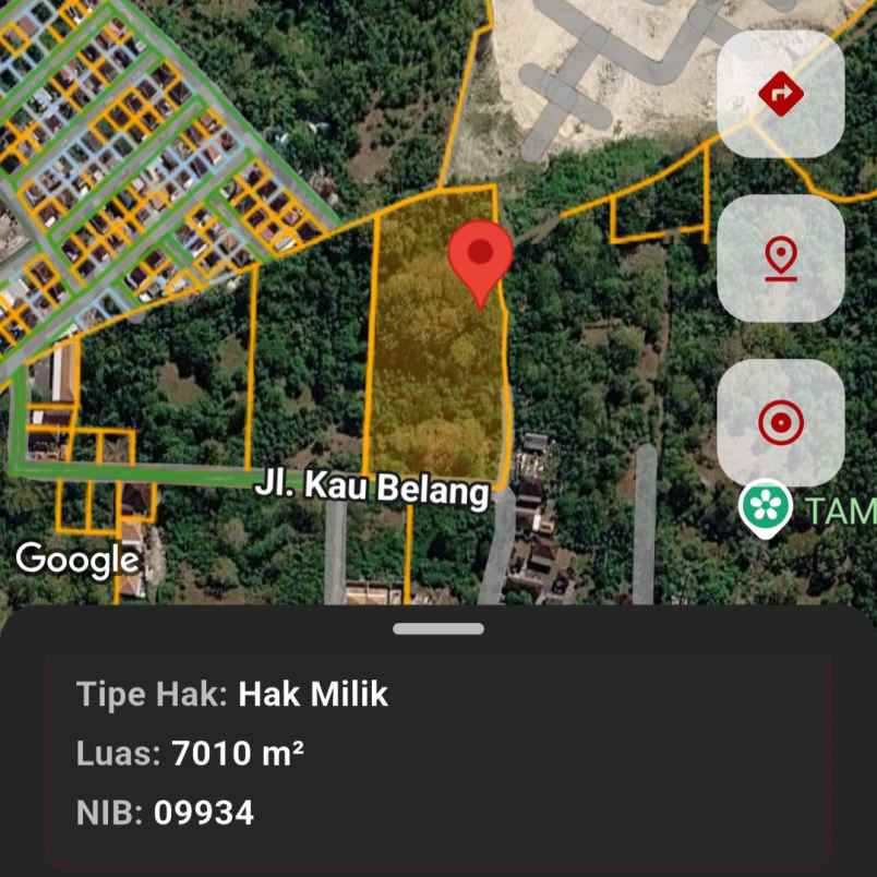 dijual tanah jl kai belang bogantik