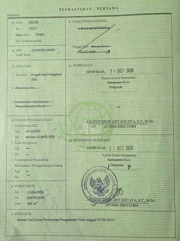 dijual tanah tukad batanghari