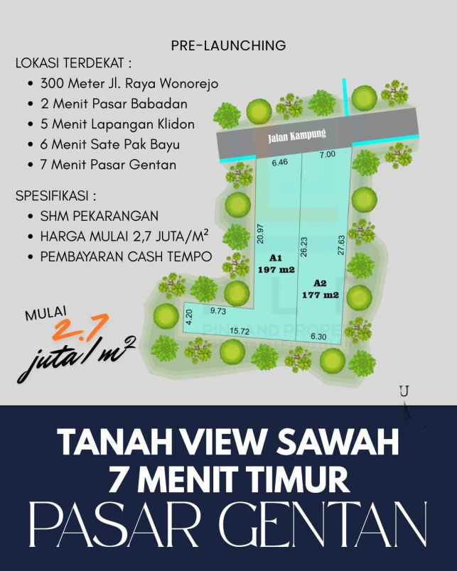 dijual tanah wonorejo dekat restoran