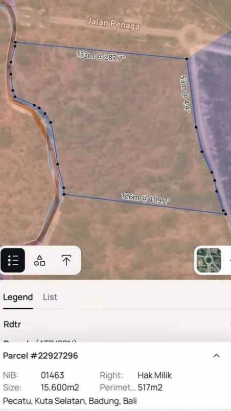 dujual 1 56 ha full view jl penaga pecatu kuta selatan